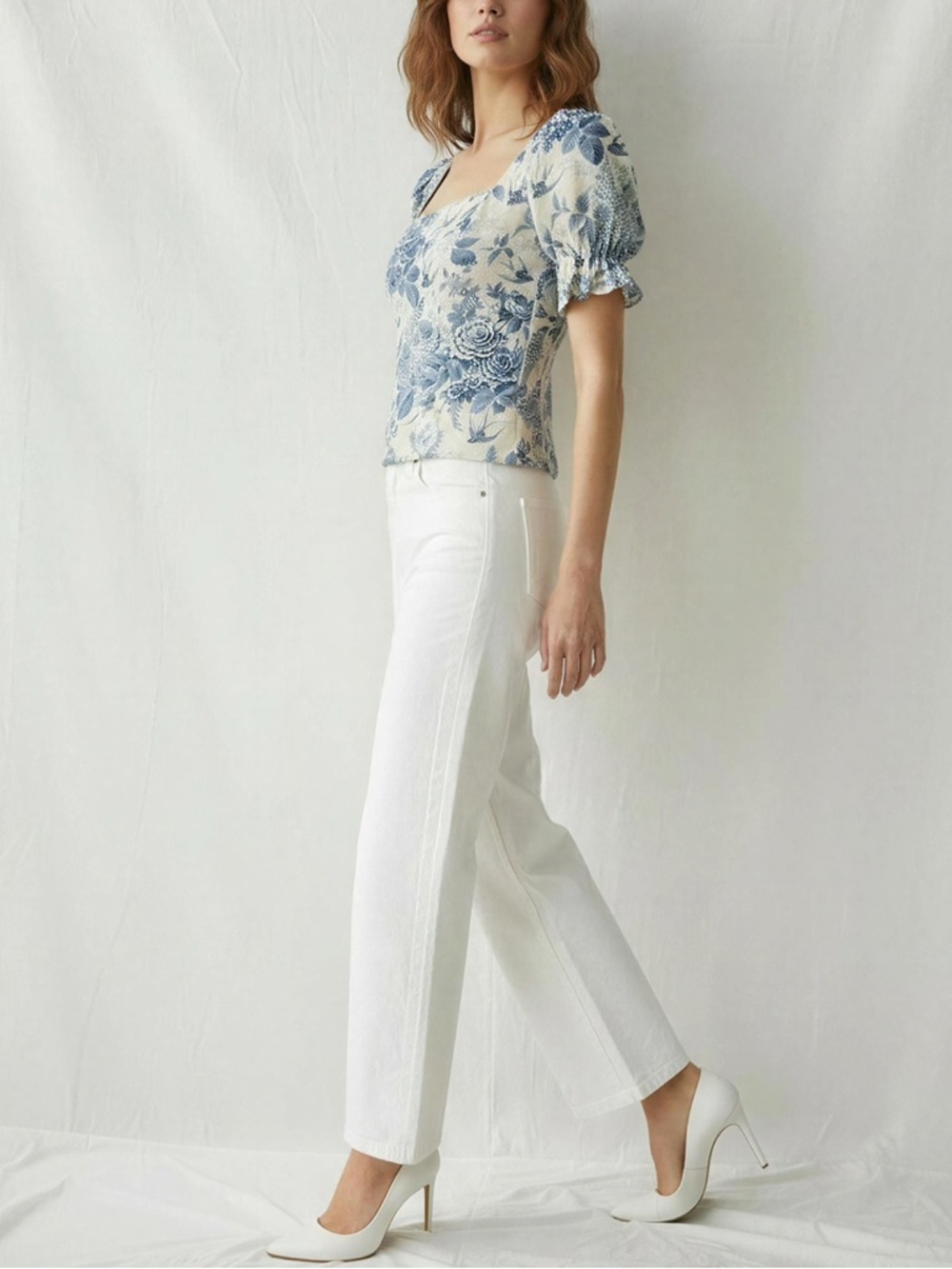 REFORMATION Constance Blouse, Ivory Blue Toile, 12 (US) - Picture 3 of 8